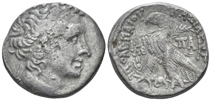 The Ptolemies, Ptolemy XII, 80-51 Alexandria Tetradrachm 53-52, AR 27.10 mm., 7....