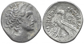 The Ptolemies, Ptolemy XII, 80-51 Alexandria Tetradrachm 52-51, AR 26.00 mm., 10.08 g.
Diademed head of Ptolemy r. Rev. Eagle standing l. on thunderb...