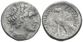 The Ptolemies, Ptolemy XII, 80-51 Alexandria Tetradrachm 52-51, AR 26.10 mm., 10.72 g.
Diademed head of Ptolemy r. Rev. Eagle standing l. on thunderb...