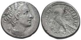 The Ptolemies, Ptolemy V, 204-180 Kition Tetradrachm 182, AR 24.30 mm., 13.64 g.
Diademed head of Ptolemy I r. Rev. Eagle standing l. on thunderbolt;...