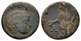 Elis, Messenia. Thuria. Geta Caesar, 198-209. Bronze circa 198-205, Æ , 
Bare-headed, draped, and cuirassed bust r. Rev. Fortuna standing l., holding...