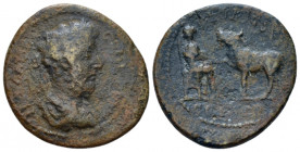 Mysia, Parium Commodus, 177-192 Bronze circa 184-190, Æ 235.00 mm., 5.38 g.
Laureate, draped and cuirassed bust r. Rev. Aesculapius seated r., holdin...