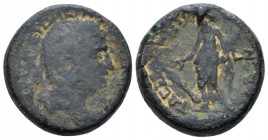 Judaea, Caesarea Maritima Agrippa I, 37-44. Bronze circa 42-43, Æ 20.00 mm., 8.08 g.
Diademed head r. Rev. Tyche of Caesarea standing l., holding rud...
