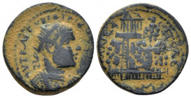 Judaea, Neapolis Volusian, 251-253 Bronzw circa 251-253, Æ 19.20 mm., 5.75 g.
Radiate, draped, and cuirassed bust r. Rev. View of Mt. Gerizim; below,...