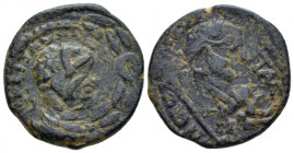 Arabia, Petra Elagabalus, 218-222 Bronze circa 218-222, Æ 23.40 mm., 9.28 g.
Laureate bust r.; traces of undertype: wreath. Rev. Founder ploughing r....