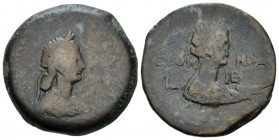 Egypt, Alexandria Agrippina Junior, daughter of Germanicus and Agrippina Senior Diobol circa 52-53 (year 13), Æ 24.00 mm., 9.89 g.
Wreathed and drape...