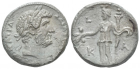 Egypt, Alexandria Hadrian, 117-138 Tetradrachm circa 136-137 (year 21), billon 23.60 mm., 9.47 g.
Laureate head r. Rev. Demeter standing facing, head...