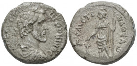 Egypt, Alexandria Antoninus Pius, 138-161 Tetradrachm circa 141-142 (year 5), billon 23.80 mm., 5.12 g.
Laureate, draped and cuirassed bust r. Rev. F...
