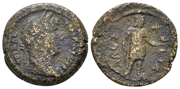 Egypt, Alexandria Hadrian, 117-138 Obol circa 126-127 (year 11), Æ 18.20 mm., 4....