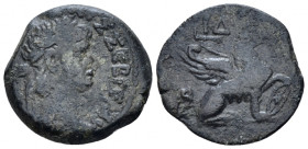 Egypt, Alexandria. Dattari. Nero, 54-68 Obol circa 67-68 (year 14), Æ 19.80 mm., 3.99 g.
Laureate head r. Rev. Griffin with wheel r.; in field, LIΔ. ...