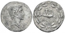 Octavian as Augustus, 27 BC – 14 AD Cistophoric tetradrachm Ephesus circa 25-20 BC, AR 25.70 mm., 11.92 g.
Bare head r. Rev. Capricorn r., head rever...