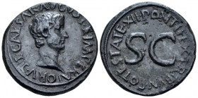 Tiberius caesar, 4-14 As Rome 10-12, AR 30.00 mm., 10.90 g.
Bare head r. Rev. Legend around S C.C 27. RIC Augustus 470.

Very rare. Minor corrosion...