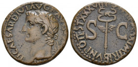 Tiberius, 14-37 As Rome 35-36, Æ 25.30 mm., 10.31 g.
Laureate head l. Rev. Winged caduceus. C 22. RIC 59.

Brown tone and Very fine

In addition,...