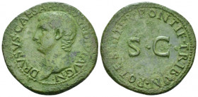 In the name of Drusus, son of Tiberius As Rome 22-23, Æ 29.60 mm., 10.84 g.
Bare head l. Rev. Legend around S – C. C 2. RIC Tiberius 45.

Green ton...