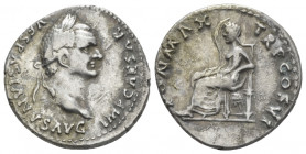 Vespasian, 69-79 plated denarius Rome circa 75, AR 19.00 mm., 3.19 g.
Laureate head r. Rev. Securitas seated l., head resting on raised arm. C 367. R...