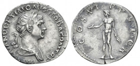 Trajan, 98-117 Denarius Rome 114, Æ 19.00 mm., 2.92 g.
Laureate and draped bust r. Rev. Genius standing l., holding patera and grain ears. C 105. RIC...