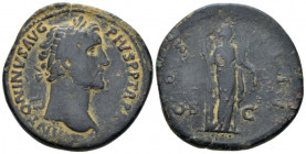 Antoninus Pius, 138-161 Sestertius circa 151-152, Æ 39.00 mm., 25.86 g.
ANTONINVS AVG PIVS P P TR P XV Laureate head r. Rev. COS IIII Fortuna standin...