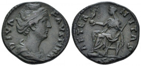 Faustina senior, wife of Antoninus Pius Dupondius Rome After 140, Æ 25.20 mm., 11.53 g.
Draped bust r. Rev. Aeternitas seated l., holding sceptre and...