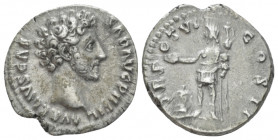 Marcus Aurelius Caesar, 138-161. Denarius circa 151-152, AR 17.00 mm., 3.19 g.
Bare head r. Rev. Genius Exercitus standing l., holding legionary eagl...