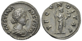 Faustina junior, daughter of Antoninus Pius and wife of Marcus Aurelius Denarius Rome circa 161-176, AR 18.00 mm., 3.43 g.
Draped bust r., hair waved...