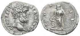 Clodius Albinus Caesar, 193 – 195 Denarius Rome circa 193, AR 19.00 mm., 3.09 g.
Bare head r. Rev. Aesculapius standing l., holding serpent-wreathed ...
