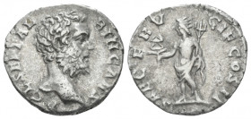 Clodius Albinus Caesar, 194-195 Denarius Rome circa 194-195, AR 17.00 mm., 2.44 g.
Bare head r. Rev. Saeculum Frugiferum, radiate, wearing cloak arou...