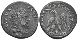 Septimius Severus, 193-211 Tetradrachm Laodicea ad Mare circa 208-209, AR 26.70 mm., 12.24 g.
Laureate and draped bust r. Rev. Eagle standing facing ...