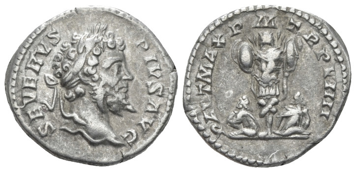 Septimius Severus, 193-211 Denarius Rome 201, AR 18.00 mm., 3.61 g.
Laureate he...