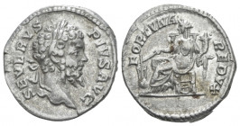 Septimius Severus, 193-211 Denarius Rome 202-210, AR 18.00 mm., 3.36 g.
Laureate bust r. Rev. Fortuna seated l. with rudder and cornucopiae. C 181. R...