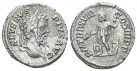 Septimius Severus, 193-211 Denarius Rome 210, AR 18.00 mm., 3.02 g.
Laureate head r. Rev. Jupiter standing l., holding thunderbolt and sceptre; small...
