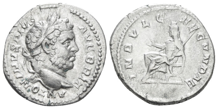 Caracalla, 198-217 Denarius Rome 213, AR 20.00 mm., 3.21 g.
Laureate head r. Re...