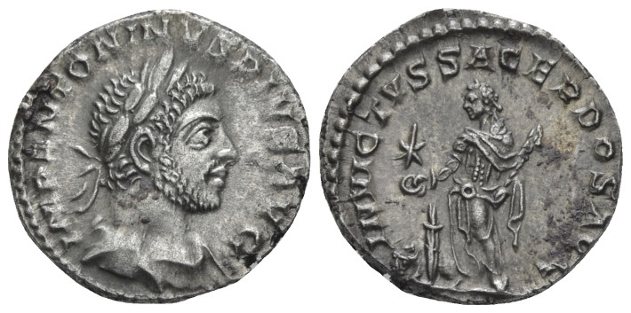 Elagabalus, 218-222 Denarius Rome 218-222, AR 18.00 mm., 3.45 g.
Laureate and d...