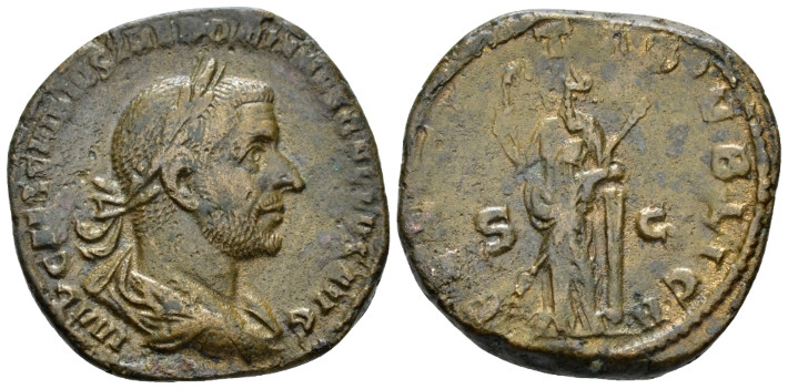 Trebonianus Gallus, 251-253 Sestertius Rome circa 251-253, &AElig; 29.60 mm., 17...