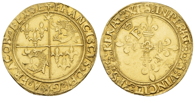 Grenoble, Francesco I, 1515-1547 Scudo del sole del Delfinato 1515-1547, AV 26.6...