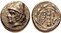 BIRYTIS, Æ11, c. 300 BC, Kabeiros head l./BI-PY around club in wreath, S4056; EF...