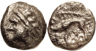 CELTIC, Gaul, Leuci, 17 mm cast Potin, 1st cent BC, Diademed head l./boar l., 2 ...