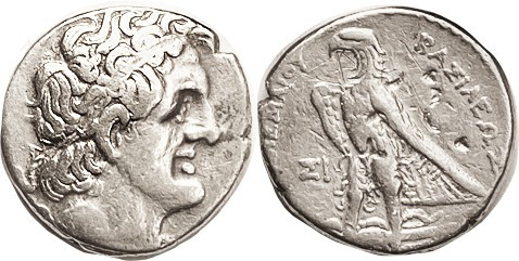 EGYPT, Ptolemy I, 305-283 BC, Tet, bust r/Eagle l., at left Sigma-I (=Sidon), Sv...
