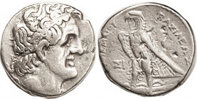 EGYPT, Ptolemy I, 305-283 BC, Tet, bust r/Eagle l., at left Sigma-I (=Sidon), Sv.713; VF/F+, obv well centered, rev sl off-ctr, a bunch of banker punc...