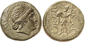 MESEMBRIA, Æ21, c. 250-175 BC, Female head r/Athena adv l, lgnd, as S1677; EF/VF, nrly centered, vivid green patina, sl roughness on rev but glossy su...