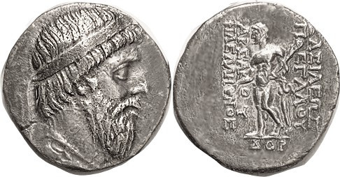 PARTHIA, Mithradates I, c. 171-138 BC, Tetradrachm, Sellw.13.5, Bearded bust r/N...
