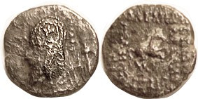 PARTHIA, Sinatrukes, or Orodes I, Æ15 (Dichalkon), Sellw.34.9, Bust left in tiar...