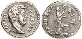 AELIUS, Den, TRIB POT COS II, Ruler at altar rt; COPY, struck in silver, VF+, toned, style obviously wrong.