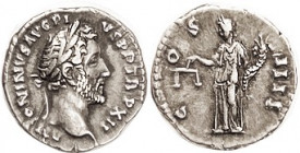 ANTONINUS PIUS, Den., COS IIII, Aequitas stg l; Choice VF-EF, perfectly centered & well struck, especially the rev (which is usually ill-struck); exce...