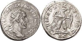 TRAJAN DECIUS, Antioch Tet, Radiate bust r, 4 dots below/Eagle rt on branch, SC below; Choice EF, centered, full lgnds, a littl;e soft on obv, otherwi...