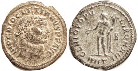 DIOCLETIAN, Follis, GENIO POPVLI ROMANI, Genius stg l, B/ANT; VF-EF, actually almost as struck but somewhat soft strike, mainly on rev lgnd; well cent...