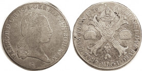 AUSTRIAN NETHERLANDS, Kronenthaler, 1796-C, Franz II bust r/Cross, crowns, etc; AF, toned, decent.