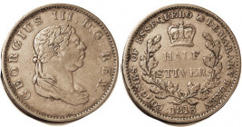 BRITISH GUIANA, Essequibo, 1/2 Stiver, 1813, George III bust, F-VF, good brown surfaces, free of faults.