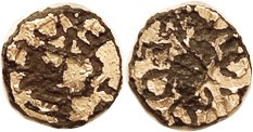 FRANCE, Merovingian, Plated gold Tremisis, c.700 AD, very crude crappy looking thing, tag says "Found in France (dep.Aube), sim.Fig 267, Engel p.163, ...
