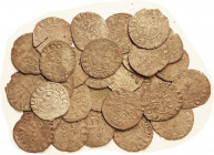 FRANCE, Burgundy, Hugh IV, Billon denier 1218-72, LOT of 32 pcs, mostly brown, quite low grade, weak, grainy, dull, a few with edge chips, perforation...