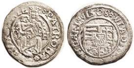 HUNGARY, Wladislaw, Ar Denar, 1508-KH, Madonna & child/shield, 15 mm, EF, sl off-ctr, some of lgnds wk/crowded, devices well struck; good metal with l...
